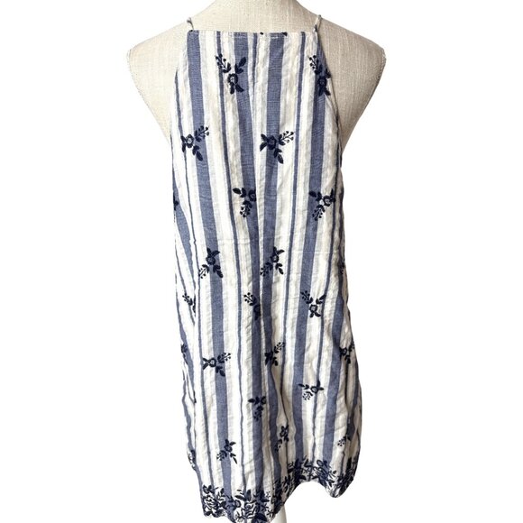 Miami Womens Blue & White Striped Embroidered Sundress Size L - Picture 4 of 9